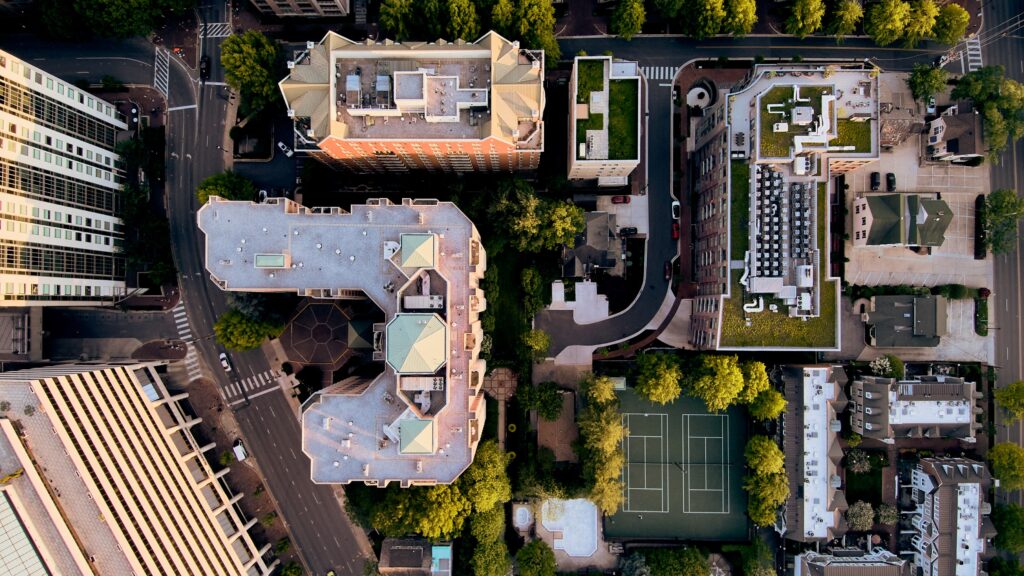 Stad gefotografeerd vanuit de lucht