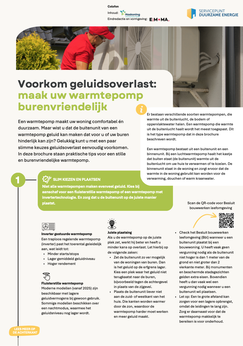 Informatiebrochure geluidshinder bij warmtepompen